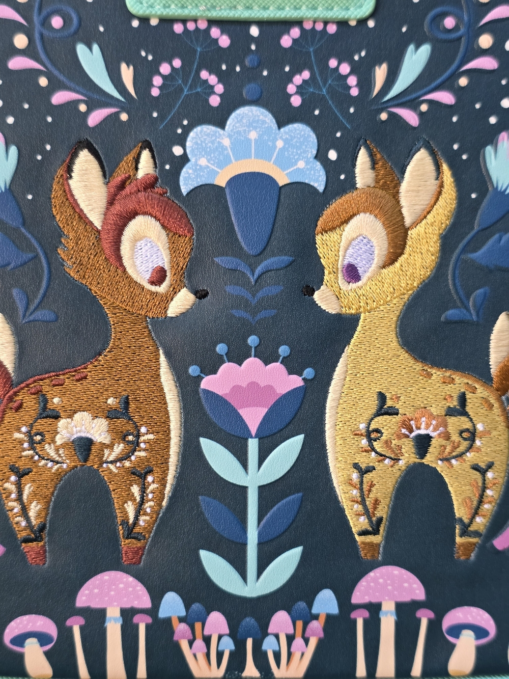 Loungefly Kids Bambi Floral Mini Backpack - Navy & Mint - Picture 2 of 11